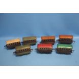 SEVEN UNBOXED VINTAGE MECCANO HORNBY 'O' GAUGE COACH CARRIAGES to include (3 x Viking, 2 x Martorie,