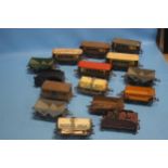 FIFTEEN TIN PLATE AND PLASTIC TRAIN CARRIAGES, and rolling stock to include Hornby