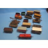 SEVENTEEN MAINLY TINPLATE RAILWAY CARRIAGES AND ROLLING STOCK, to include Hornby