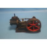 A STUART TURNER STYLE HORIZONTAL MILL ENGINE, with red painted 5" fly wheel