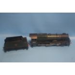 AN UNBOXED BASSET LOWKE 'O' GAUGE E TOOTAL BROADHURST THREE RAIL STEAM LOCOMOTIVE WITH TENDER