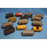 A COLLECTION OF FOURTEEN TIN PLATE CARRIAGES, to include Hornby