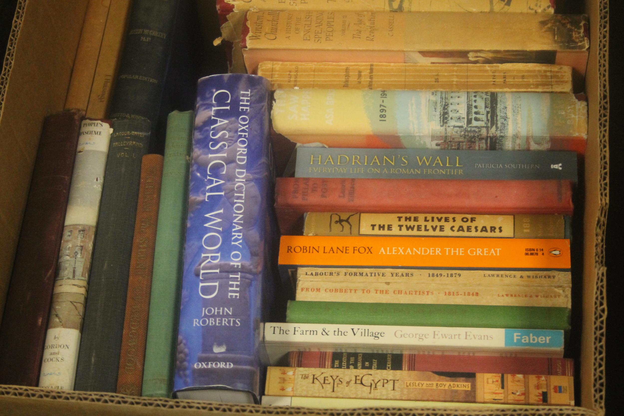 FIVE TRAYS OF MISCELLANEOUS HISTORY INTEREST BOOKS (4 large, one small) - Image 2 of 4