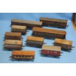 TEN TINPLATE CARRIAGES, to include Hornby