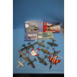 FOUR AEROPLANE MODEL KITS BY AIRFIX, REVELL, HOBBY BOSS ETC. together with a box containing about