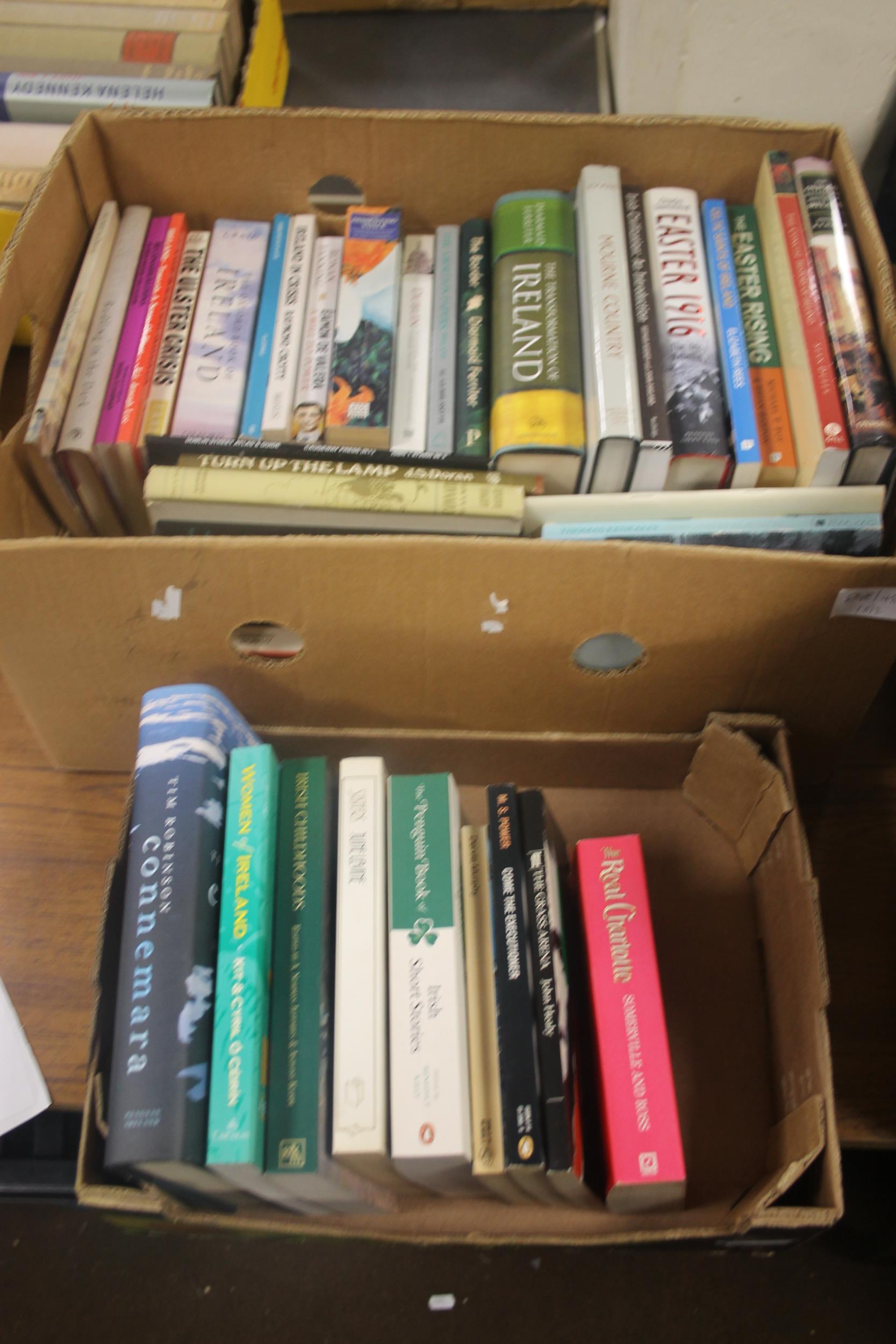 IRISH INTEREST - two trays of books on Ireland, to include geography, history etc.