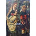 MANNER OF ADRIAEN ISENBRANT (circa.1600). The flight into Egypt, oil on panel. a fragment, unframed,