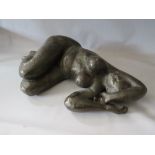 A BRONZED NUDE SCULPTURE OF A RECLINING NUDE, resin form with bronzed finish, approx L 78 cm