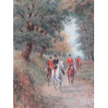 FRED FITCH (act. 1880-1925). A pair of hunting scenes with horses and riders, signed,