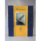 A VINTAGE 20TH CENTURY ILLUMINATED WATERMAN PENS PARIS ADVERTISING SIGN, velour covered card, H 67