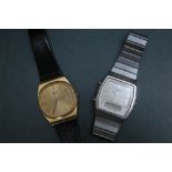 A SEIKO ALARM CHRONOGRAPH WRIST WATCH, together with a gilt date wrist watch, W 3.5 cmCondition