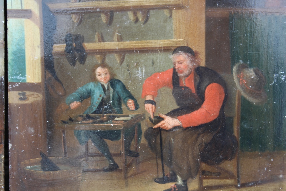 GERMAN SCHOOL (18TH CENTURY). A cobblers workshop and a kitchen interior, oils on copper, a pair, - Image 2 of 7