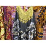 A COLLECTION OF FOUR MID CENTURY & LATER AFRICAN AGBADA KAFTAN ROBES / CLOTHING ETC, comprising a t