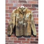 A SELECTION OF THREE VINTAGE FUR COATS, comprising a retro style multi colour fur and leather jacket