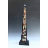 A MARBLE OBELISK WITH INLAID SPECIMENS, H 65 cmCondition Report:chip to base - see images