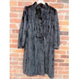 A DARK CHOCOLATE BROWNISH BLACK SAGA MINK FULL LENGTH COAT, silk mix lining front fasteningCondition