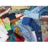 A COLLECTION OF VINTAGE AND MODERN SCARVES, SHAWLS AND PASHMINAS ETC., various styles and periods,