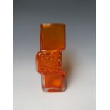 A 20TH CENTURY TEXTURED RANGE WHITEFRIARS TANGERINE DRUNKEN BRICKLAYERS VASE, designed by Geoffrey