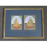 (XIX-XX). Indian school. two in one frame, seated portrait studies of Shah Jahan & Mumtaz Mahal,