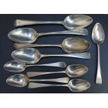 A COLLECTION OF HALLMARKED SILVER FLATWARE CONSISTING OF A PAIR OF OEP TABLESPOONS BY GEORGE
