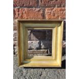 AN 18TH CENTURY PLAIN GOLD FRAME, frame W 6 cm, rebate 20 x 18 cm