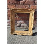 A LATE 18TH / EARLY 19TH CENTURY GOLD SWEPT FRAME WITH SOME RESTORATION, frame W 7.5 cm, rebate 36 x