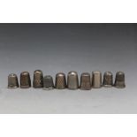 A COLLECTION OF TEN SILVER THIMBLES TO INCLUDES A CHESTER ASSAY CHARLES HORNER EXAMPLECondition