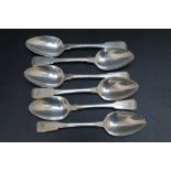 A SET OF SIX HALLMARKED SILVER DESSERT SPOONS BY THOMAS WILKES BARKER - LONDON 1808, approx combined