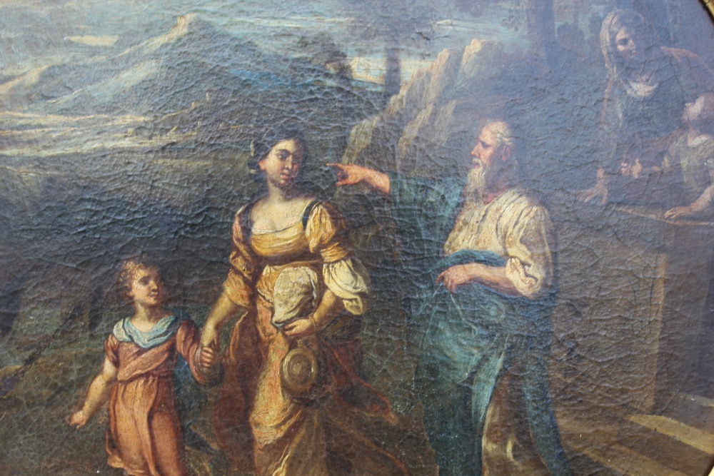 CIRCLE OF AGOSTINI BELTRANO (NAPLES 1607-1656). Banishment of Hagar, oil on canvas, gilt framed,