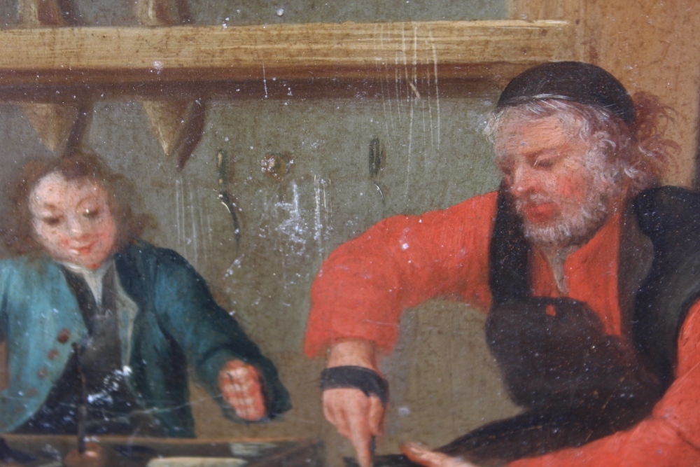 GERMAN SCHOOL (18TH CENTURY). A cobblers workshop and a kitchen interior, oils on copper, a pair, - Image 4 of 7