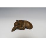 D J SCALDWELL - A 20TH CENTURY COLD CAST BRONZE FIGURE OF A WHIPPET / GREYHOUND, signed to base, W
