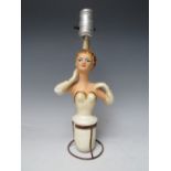 A VINTAGE 20TH CENTURY AMERICANA PAINTED CHALKWARE FIGURATIVE LAMP, with a Leviton chrome fitting,