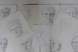 MERYL WATTS (1910-1992). A folder of head and shoulder mainly female portrait studies (self