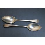 PETER AND JONATHAN BATEMAN - A RARE PAIR OF OLD ENGLISH PATTERN TABLE SPOONS DATED LONDON 1790, this