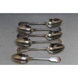 PAUL STORR - A SET OF SIX HALLMARKED SILVER FIDDLE PATTERN TABLESPOONS - LONDON 1816, approx