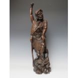 AN ORIENTAL ROOT CARVING OF A CHINESE IMMORTAL FIGURE, H 58 cm