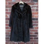 A VINTAGE RICH MAHOGANY BROWN MINK FUR JACKET, together with a similar colour mink fur cat and a ma