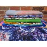 A COLLECTION OF MID CENTURY & LATER AFRICAN TIE DYED AND SIMILAR PATTERN FABRIC / TEXTILE PANELS E