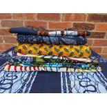 A COLLECTION OF MID CENTURY & LATER AFRICAN ABSTRACT PRINT FABRIC / TEXTILE PANELS ETC, one labelle