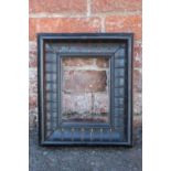 A 19TH CENTURY SMALL EBONISED DUTCH FRAME, frame W 7 cm, rebate 21 x 16 cm