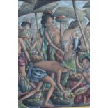 WY TOLIDJINA - EASTERN SCHOOL, study of typical Balinese figures in a market setting, signed lower