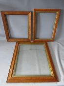 THREE 19TH CENTURY MAPLE FRAMES, rebates 54 x 46 cm, 39 x 33 cm and 46 x 33 cm