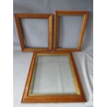 THREE 19TH CENTURY MAPLE FRAMES, rebates 54 x 46 cm, 39 x 33 cm and 46 x 33 cm