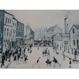 LAURENCE STEPHEN LOWRY (1887-1976). Level Crossing, Burton Upon Trent, artist signed print - lower