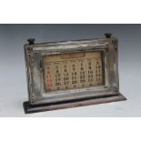 A HALLMARKED SILVER DESK CALENDAR - BIRMINGHAM 1930, W 21 cm