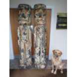 A LARGE PAIR OF EASTER ISLAND / AZTEC FIBRE GLASS STATURE H-210 CM (2)