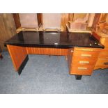 A RETRO TEAK OFFICE DESK W-138 CM