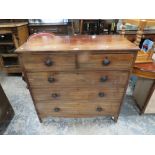 A 19TH CENTURY MAHOGANY FIVE DRAWER CHEST W-108 CM