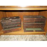 TWO VINTAGE WOODEN ENGINEERS TOOL BOXES