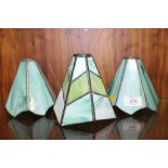 THREE ART GLASS TIFFANY STYLE LAMP SHADES
